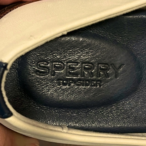 Sperry Seaport Royal Loafers Slip On Leather Tassel Fringe Preppy Ivory/Navy 9.5 - Picture 9 of 12